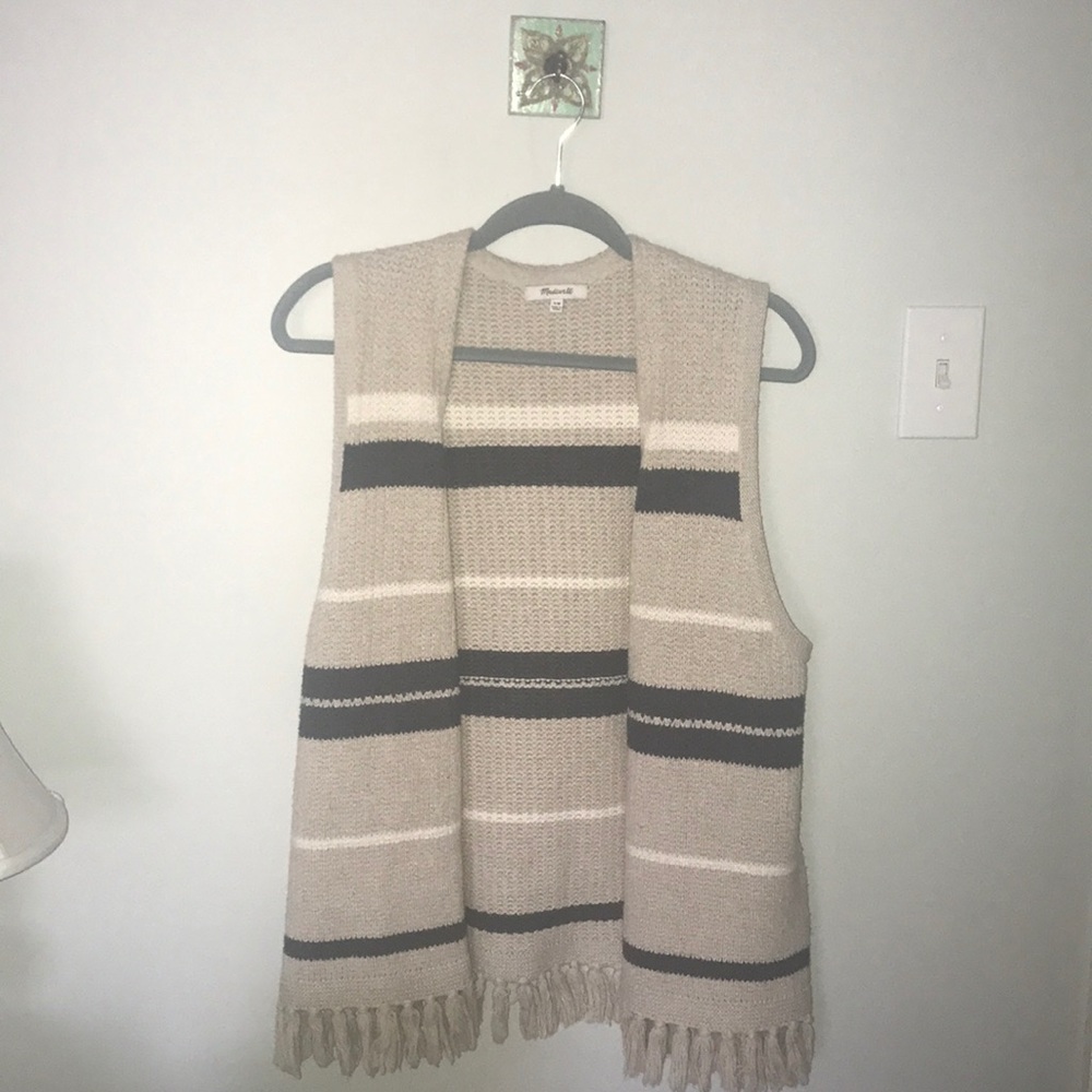 Madewell striped tassel sweater vest S/M